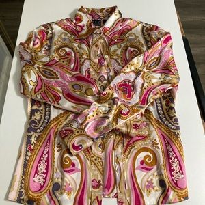 Multicolor patterned long sleeve blouse